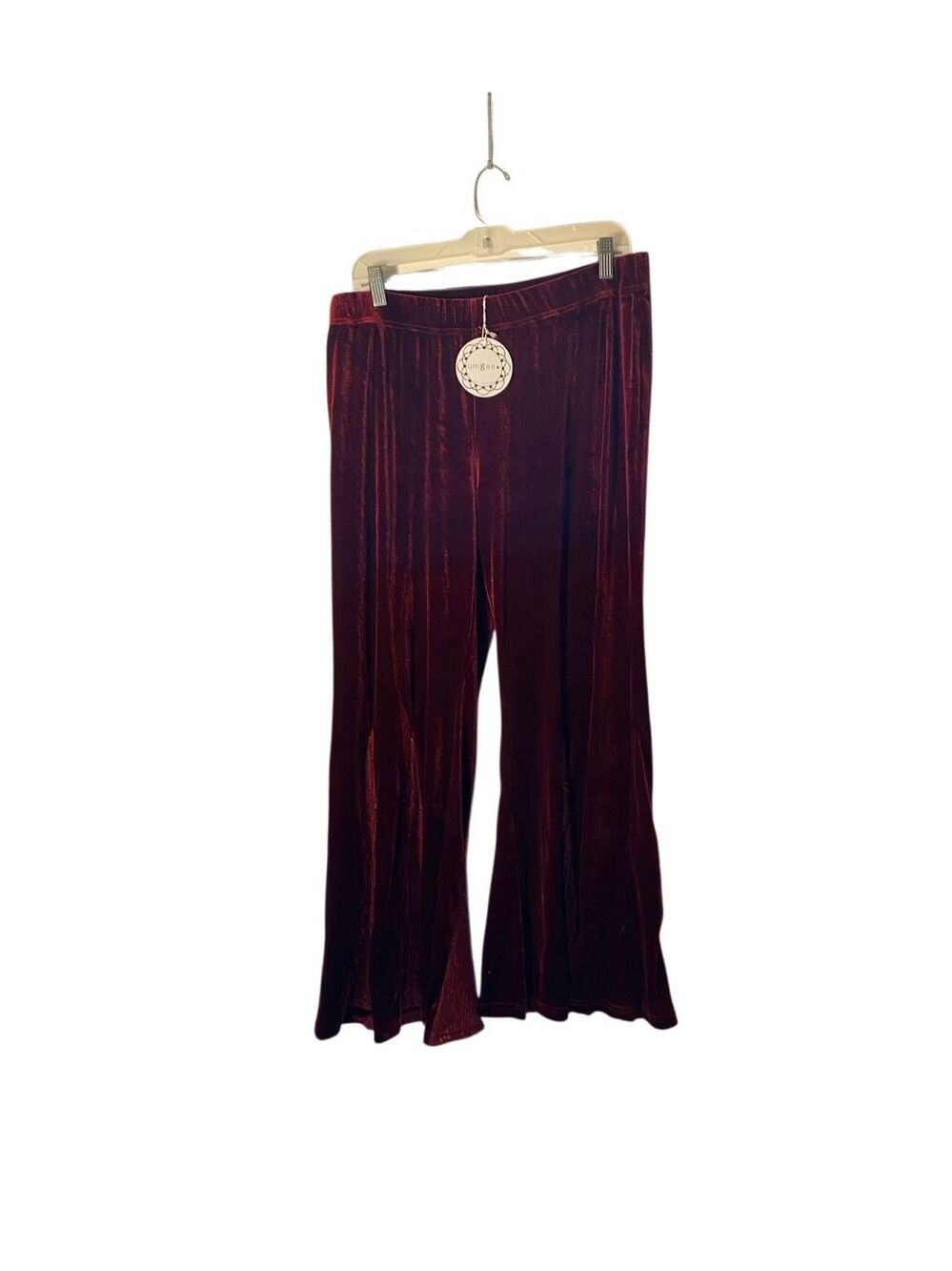 NWT Umgee plus size women’s burgundy velvet sequin flare pants 2X